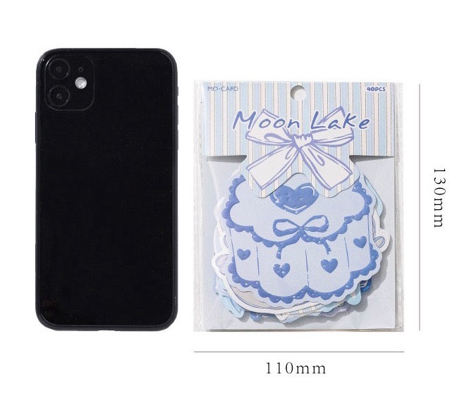 Moon Lake Blue Bow Sticker Pack – 40 Sheets / 20 Designs