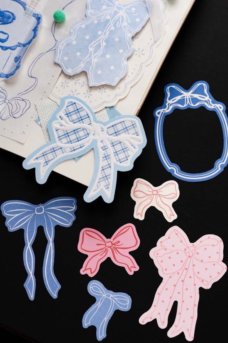 Moon Lake Blue Bow Sticker Pack – 40 Sheets / 20 Designs
