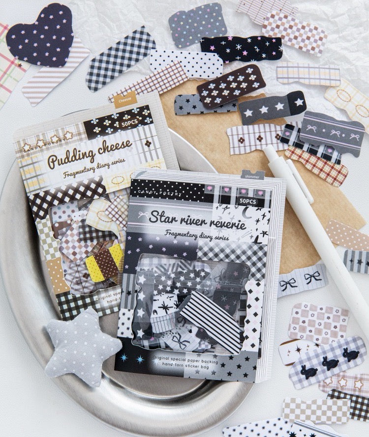 Starry River Reverie Washi Sticker Paper Pack – 50 Sheets / 25 Designs