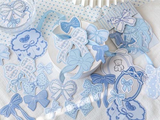 Moon Lake Blue Bow Sticker Pack – 40 Sheets / 20 Designs